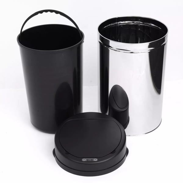 HOMCOM Automatisk sensor-skraldespand, affaldsspand med IR-sensor, rund, 30L, valgfri inderspand, rustfrit stål