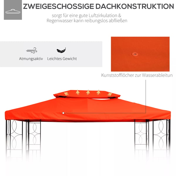 Outsunny Reservedel Tag til Pavillon 3x4m Polyester Rustrød 180g/m²