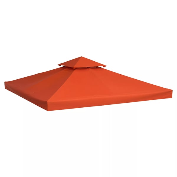 Outsunny erstatningstag, pavillontag til metalpavillon, havepavillon, 3x3m, rustrød, polyester