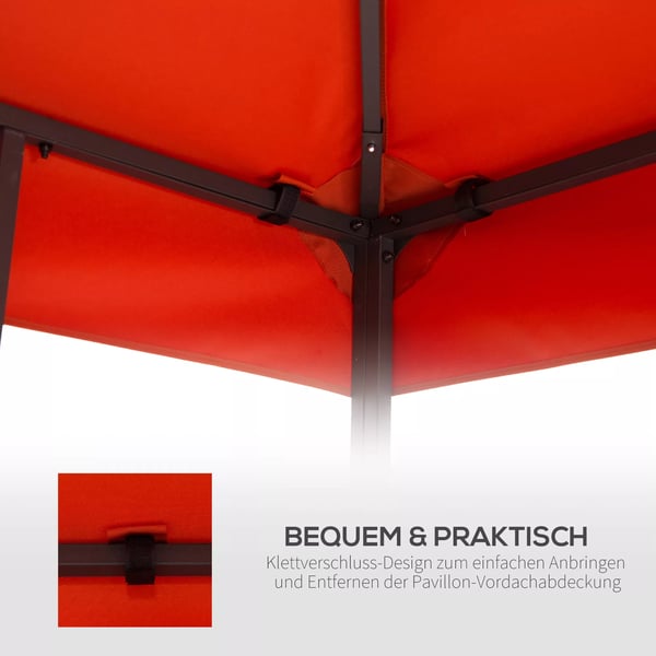 Outsunny erstatningstag, pavillontag til metalpavillon, havepavillon, 3x3m, rustrød, polyester