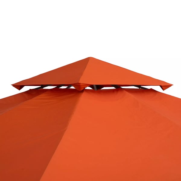 Outsunny erstatningstag, pavillontag til metalpavillon, havepavillon, 3x3m, rustrød, polyester