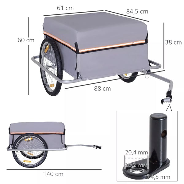 HOMCOM Lastanhænger Transportanhænger Cykel Last-cykelanhænger CargoTrailer