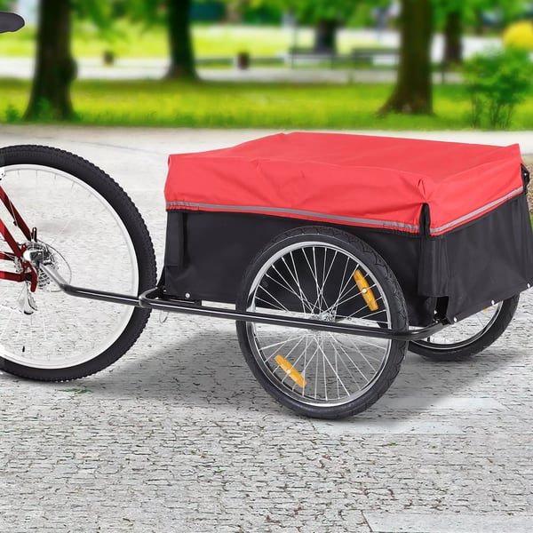 Cykelanhænger 40kg 600D Oxford Stål Grøn/Beige/Hvid