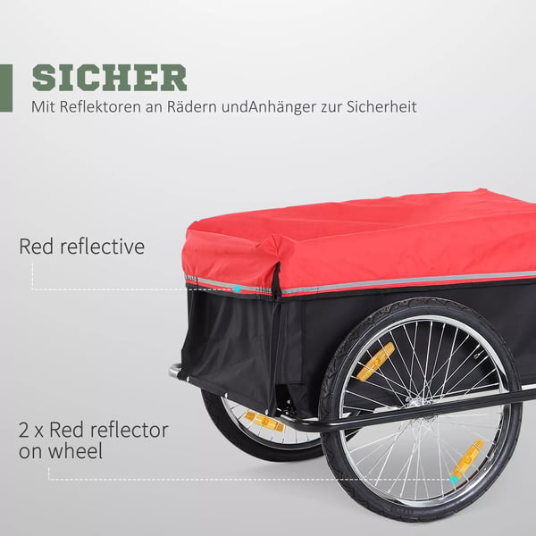 Cykelanhænger 40kg 600D Oxford Stål Grøn/Beige/Hvid