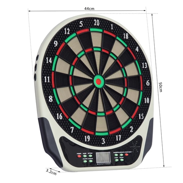 Elektronisk Dartskive Dart-sæt med LCD-display, 6 pile, 24 dartspidser, 18 spil og 159 træffer-muligheder til 8 spillere, flerfarvet