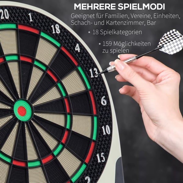 Elektronisk Dartskive Dart-sæt med LCD-display, 6 pile, 24 dartspidser, 18 spil og 159 træffer-muligheder til 8 spillere, flerfarvet