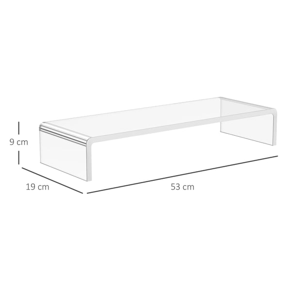 Gennemsigtig Monitorstander i Akrylglas - Ergonomisk Skærmstativ til Computer/Bærbar - 53x19x9 cm