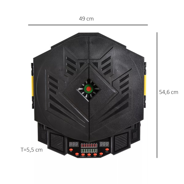 HOMCOM Elektronisk dartskive med døre, inkl. 4 LED-displays, 216 spil, 12 pile, til op til 8 spillere, ABS + PP, 49 x 54,6 x 5,5 cm