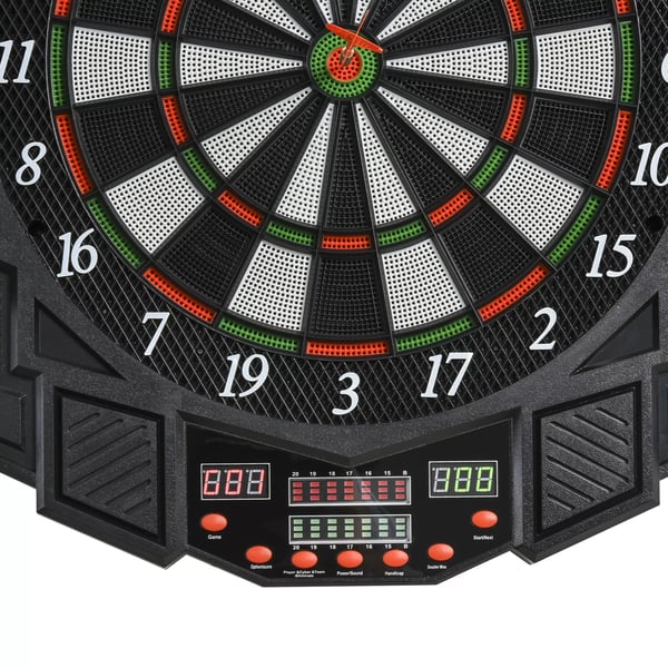 HOMCOM Elektronisk dartskive med døre, inkl. 4 LED-displays, 216 spil, 12 pile, til op til 8 spillere, ABS + PP, 49 x 54,6 x 5,5 cm