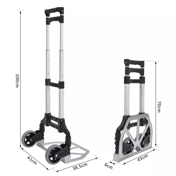 HOMCOM Alu sækkevogn transportvogn sammenklappelig håndvogn aluminium maks. 70 kg belastning
