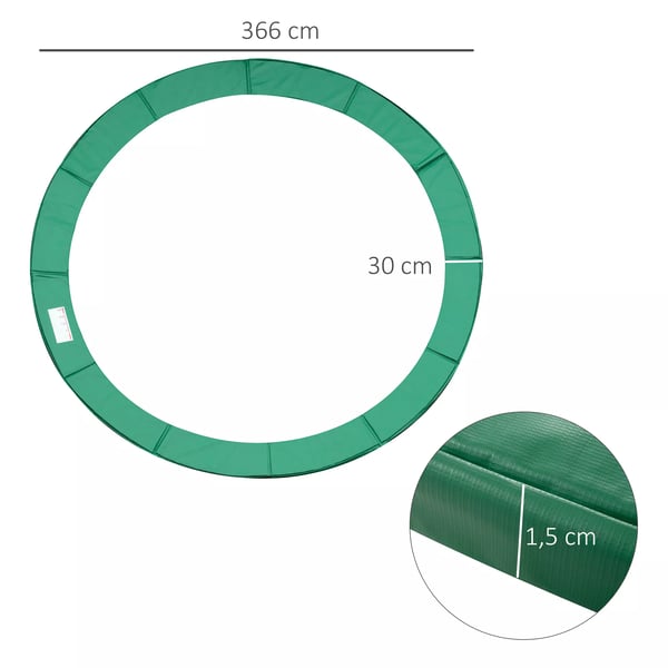 HOMCOM kantsskydd för studsmatta, 366 cm, grön