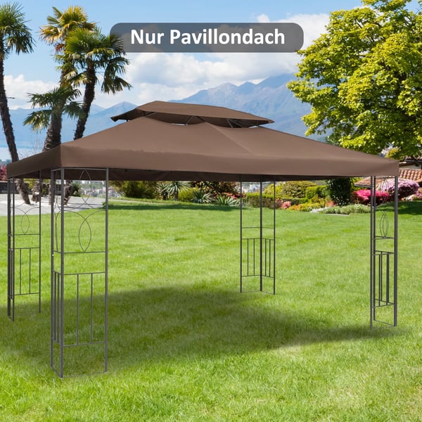 Outsunny udskifteligt pavillontag i polyester 3x4m kaffe vandafvisende til metal- & havepavillon