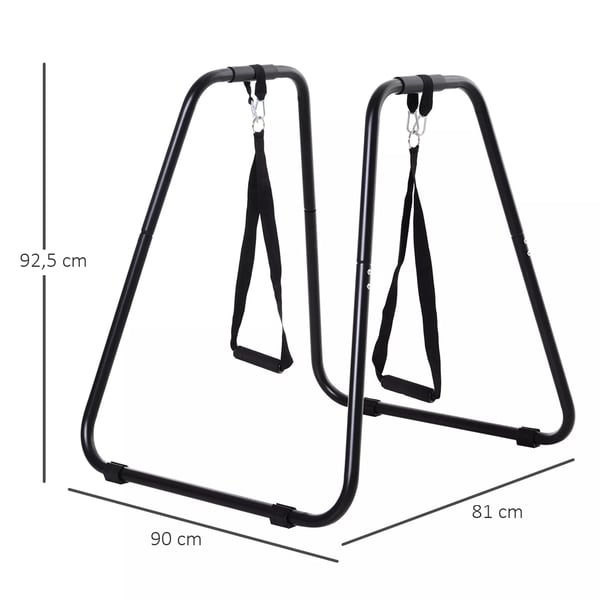 HOMCOM Dipsstativ - Robust Ståltræning med TRX-stropper, Sort, 90x81x92,5cm