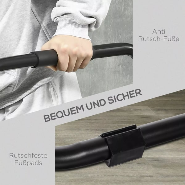 HOMCOM Dipsstativ - Robust Ståltræning med TRX-stropper, Sort, 90x81x92,5cm