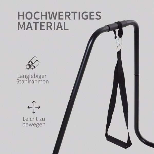 HOMCOM Dipsstativ - Robust Ståltræning med TRX-stropper, Sort, 90x81x92,5cm