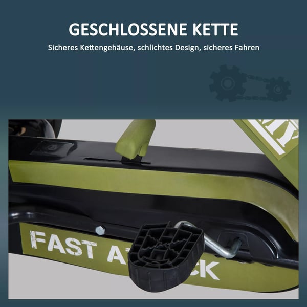 HOMCOM Go-Kart børne-pedalbil med håndbremse, fra 3 år, grøn, 99x65x56 cm