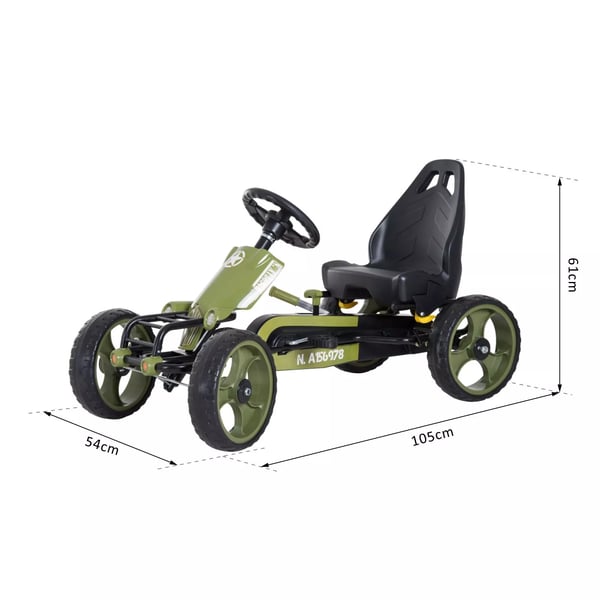 HOMCOM Go Kart Polkuauto KHsijarrulla SCDdettCvD Istuin VihreD