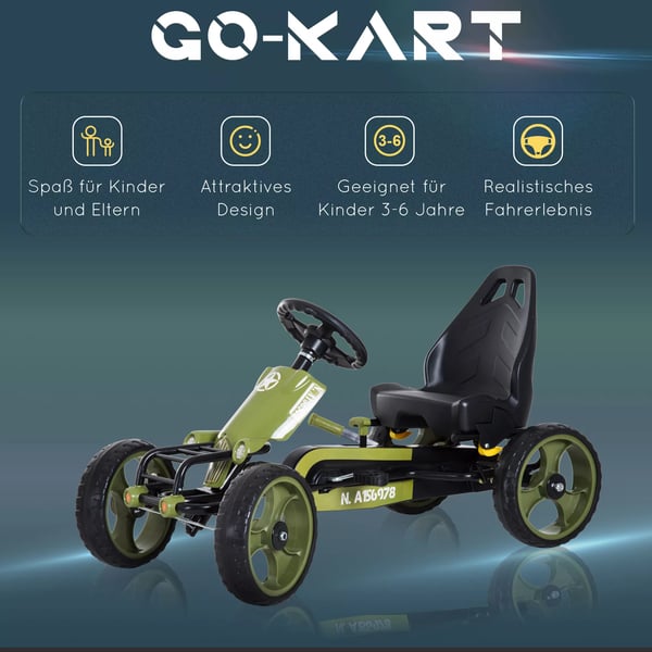 HOMCOM Go Kart Polkuauto KHsijarrulla SCDdettCvD Istuin VihreD