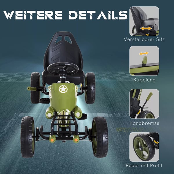 HOMCOM Go Kart Polkuauto KHsijarrulla SCDdettCvD Istuin VihreD
