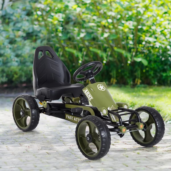HOMCOM Go Kart Polkuauto KHsijarrulla SCDdettCvD Istuin VihreD