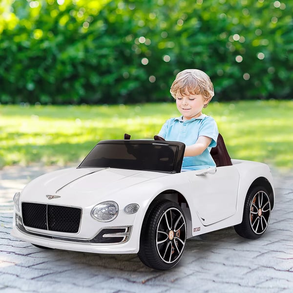 Licenseret Bentley GT Elbil til Børn, Fjernbetjent, Hvid, Metal/Plastik, 108x60x43 cm