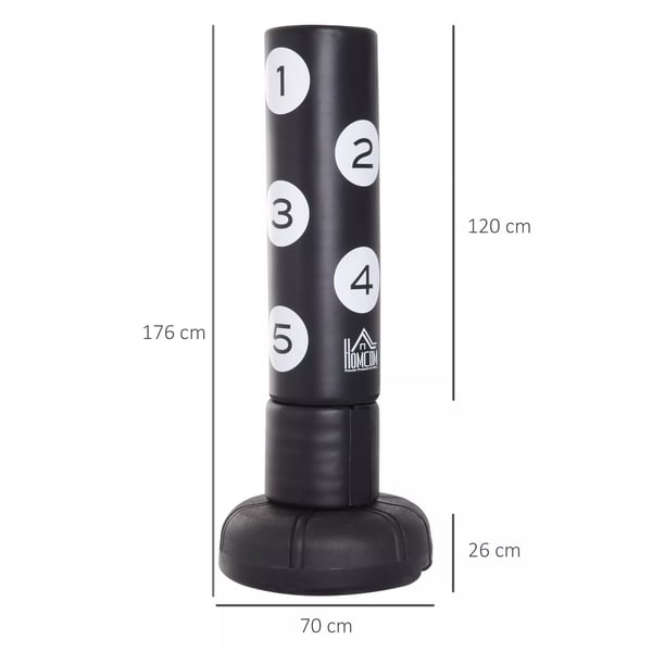 HOMCOM Stående boksesæk 176cm med pude - Heavy Duty bokse bold til voksne - Sort