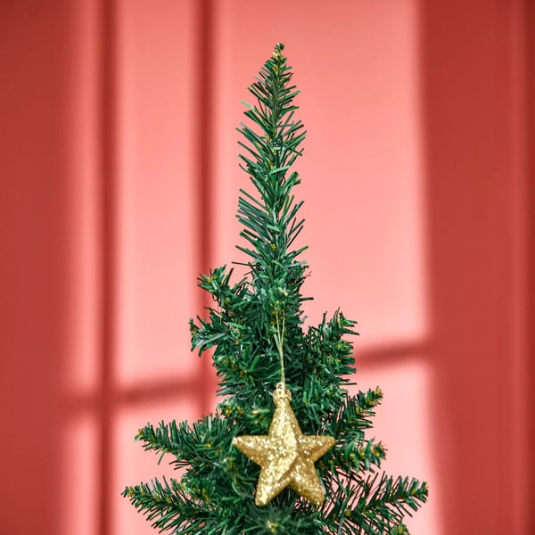 HOMCOM Kunstigt Juletræ 180 cm, Grøn, 390 Grene, Plastikfod (Ø55 x H180 cm)