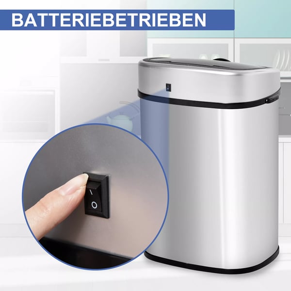 HOMCOM 58L affaldsspand, automatisk skraldespand med infrarød sensor, hygiejnisk, stor, rustfrit stål, sølv, L40,9xB28,9xH68 cm