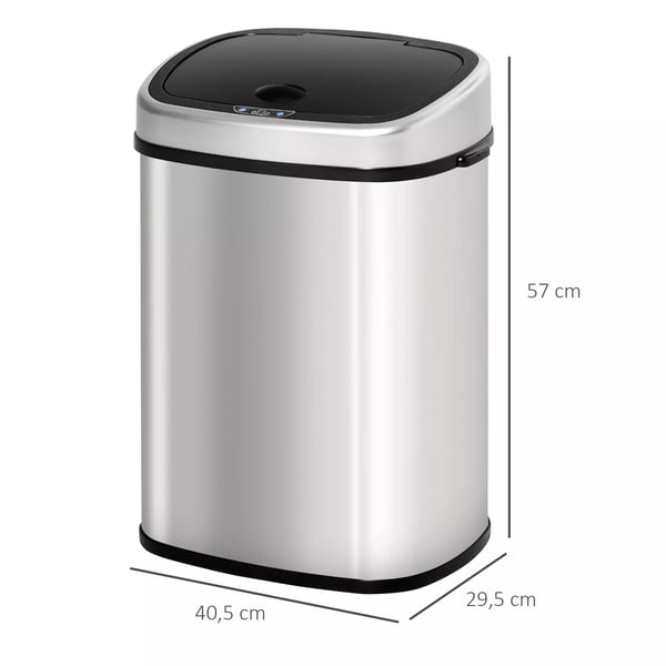 HOMCOM Automatiske affaldsspand 48L - Rustfrit stål/ABS - Sølv med Infrarød Sensor