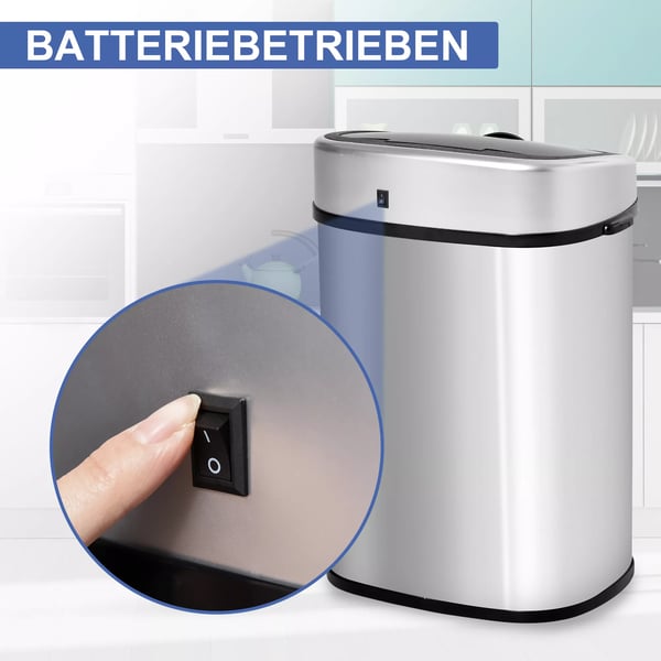 HOMCOM Automatiske affaldsspand 48L - Rustfrit stål/ABS - Sølv med Infrarød Sensor