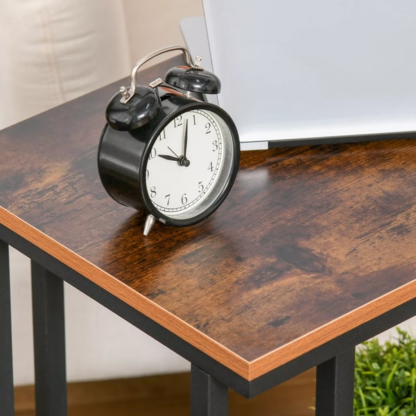 HOMCOM C-formet sidebord med hjul, rullebord, serveringsvogn, småbord, træ + metal, sort + valnød, 51x36x65 cm