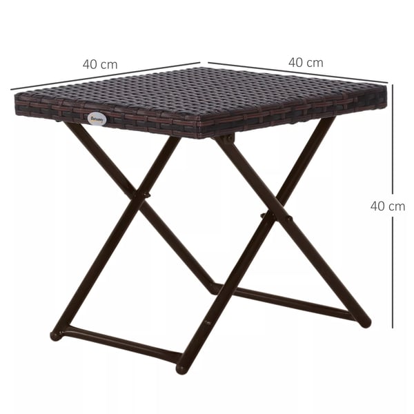 Outsunny Foldbart Havebord i Polyrattan og Stål - Brun, 40x40x40 cm