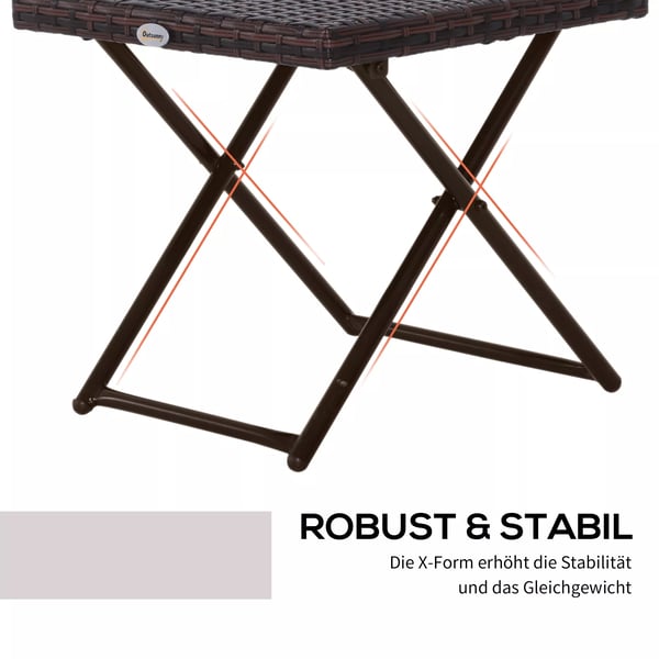 Outsunny Foldbart Havebord i Polyrattan og Stål - Brun, 40x40x40 cm