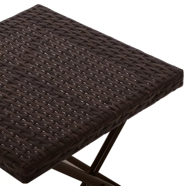 Outsunny Foldbart Havebord i Polyrattan og Stål - Brun, 40x40x40 cm