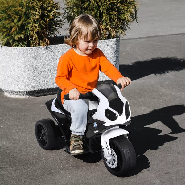 HOMCOM BMW S1000RR Licenseret El Børnemotorcykel, Trehjulet, Stål, Sort, 66x37x44 cm