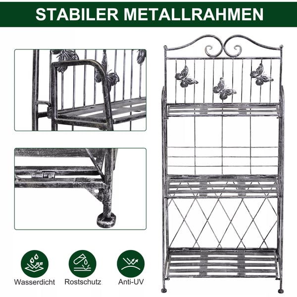 Outsunny metallinen 3-tasoinen kasviteline, hopeanharmaa, 44x25x96cm