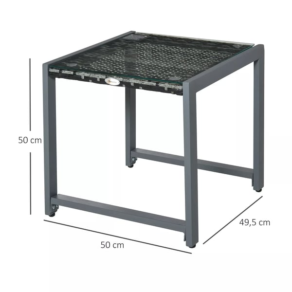 Outsunny® havebord have-sidebord med hærdet glas polyrattan + aluminium
