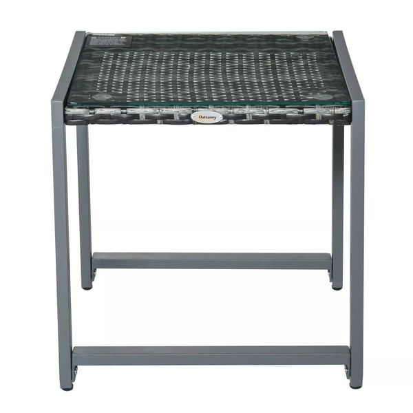 Outsunny® havebord have-sidebord med hærdet glas polyrattan + aluminium
