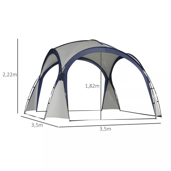 Outsunny Have / Camping Telt - Vandtæt Polyester, Glasfiberramme - Cremhvid/Blå 3,5x3,5x2,3m