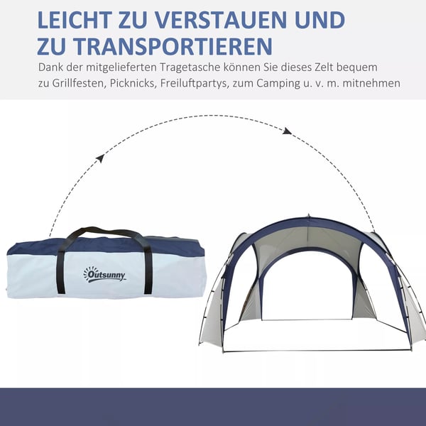 Outsunny Have / Camping Telt - Vandtæt Polyester, Glasfiberramme - Cremhvid/Blå 3,5x3,5x2,3m