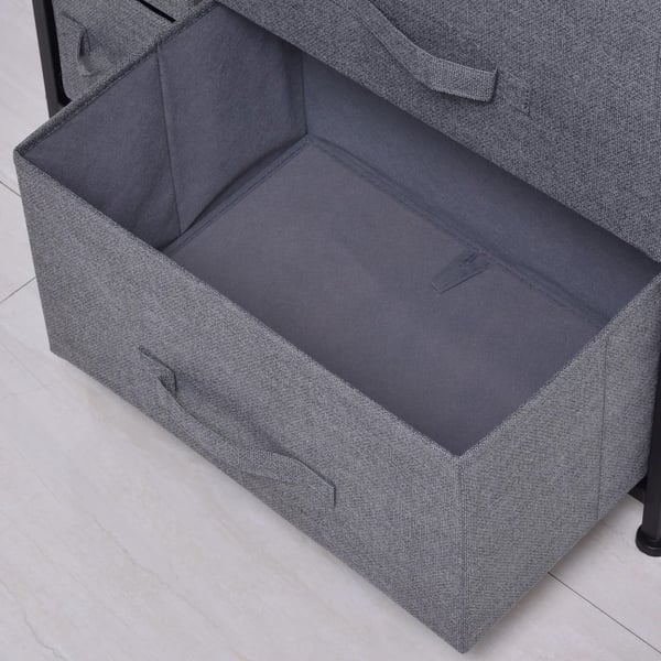 HOMCOM kommode opbevaringsskab 7 foldbare stofskuffer metalstel træ-look non-woven stof grå 63,5x30x71cm