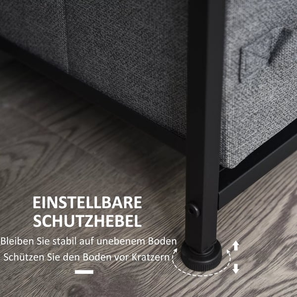 HOMCOM kommode opbevaringsskab 7 foldbare stofskuffer metalstel træ-look non-woven stof grå 63,5x30x71cm