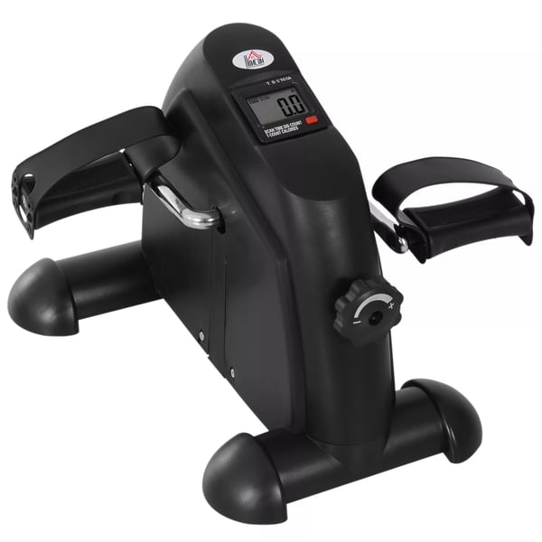 HOMCOM Minicykel pedaltrainer träningscykel LCD-display gjutjärn svart 35x40x31cm