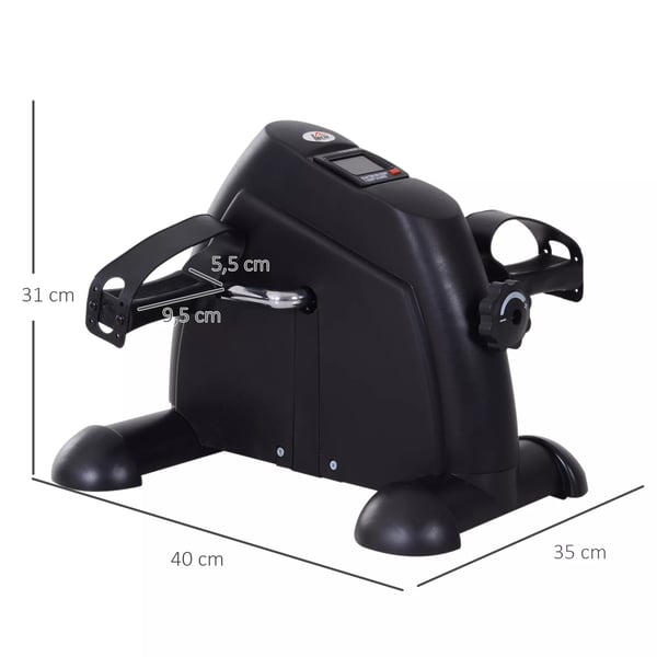 HOMCOM Minicykel pedaltrainer träningscykel LCD-display gjutjärn svart 35x40x31cm