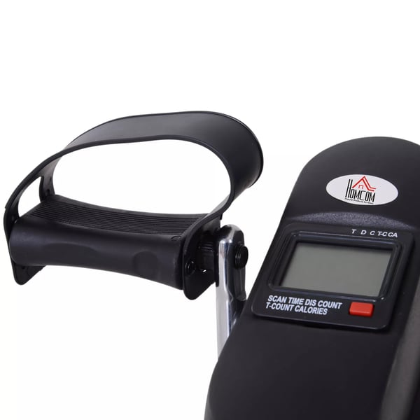 HOMCOM Minicykel pedaltrainer träningscykel LCD-display gjutjärn svart 35x40x31cm