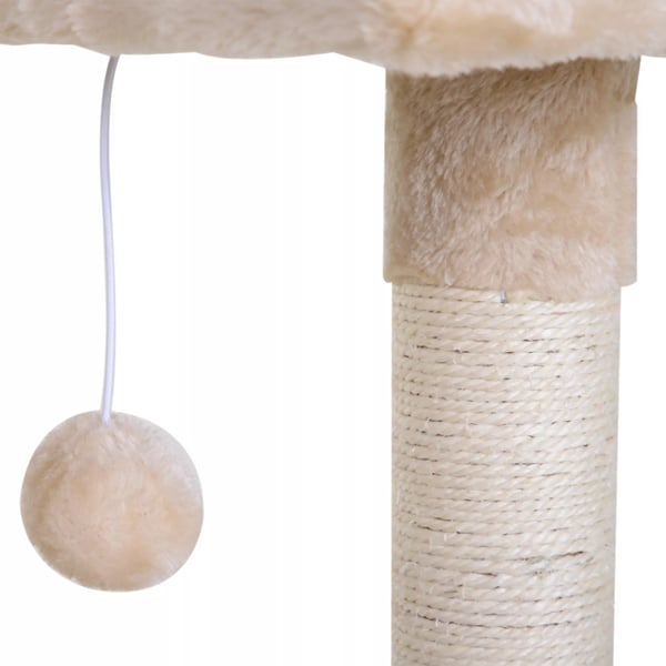 PawHut klatretræ til katte, beige, med sisalstolpe, plys hængekøje, 50x36x70 cm