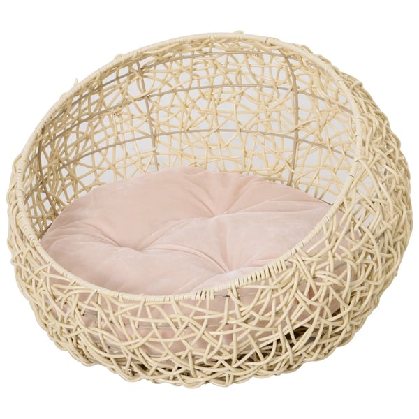 Rottinkinen Kissansänky Luola Tyynyllä, Beige, Ø56x35cm Rottinkinen Kissansänky Luola Tyynyllä, Beige, Ø56x35cm