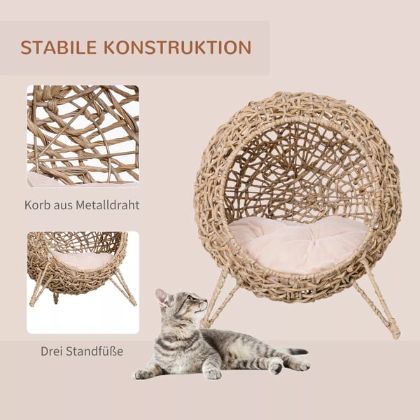 PawHut Kattehule i PE-rotting, Natur, Ø52 x 58 cm