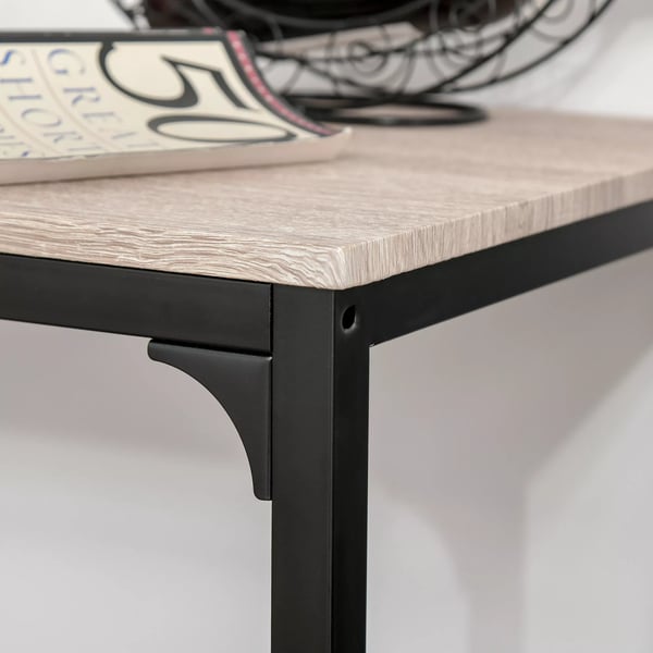 HOMCOM barbord med 2 stole, 3-delt, MDF/metal, natur/sort, 89x45x87cm