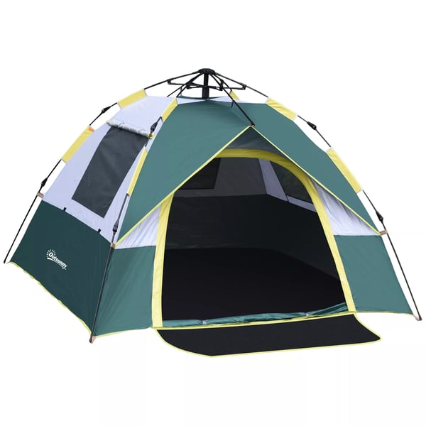 Outsunny kuppeltelt til 3 personer, polyester, grøn, 205x195x135 cm, inkl. pløkker